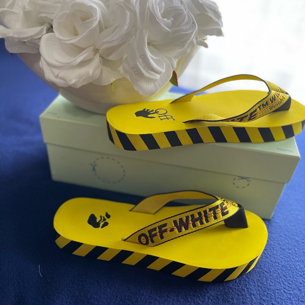 Off white flip flops
